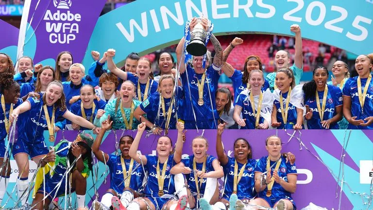 Chelsea Women 3-0 Man Utd Women: Blues seal unbeaten treble with FA Cup final win as Baltimore shines