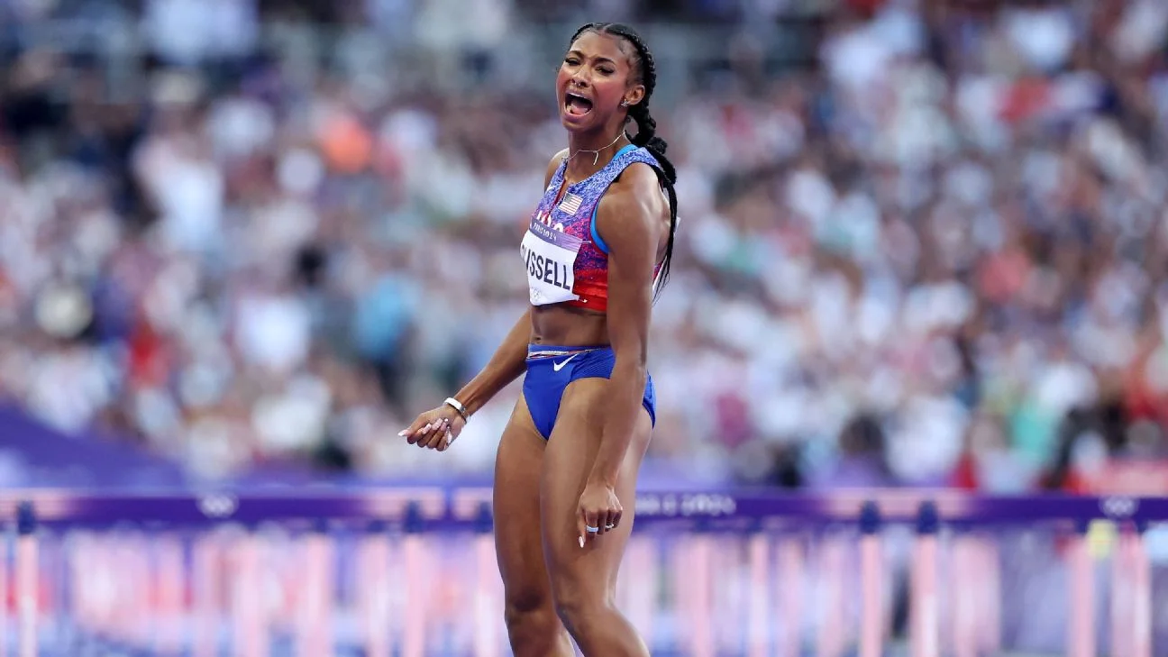 Masai Russell wins Olympic women's 100m hurdles gold in photo finish