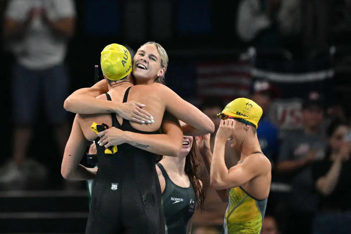 Australia smash Olympic record to win women's 4x100 metres freestyle gold