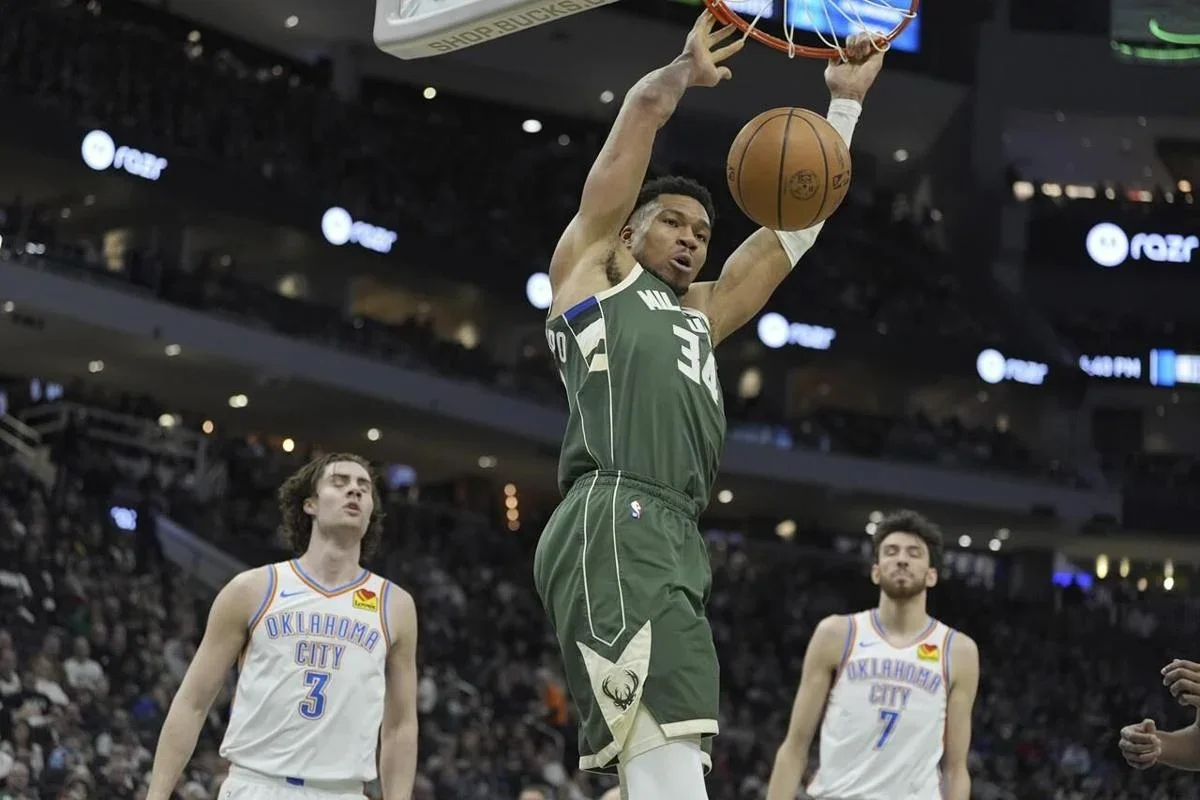 NBA roundup: Giannis leads Bucks over Thunder, 76ers beat Clippers