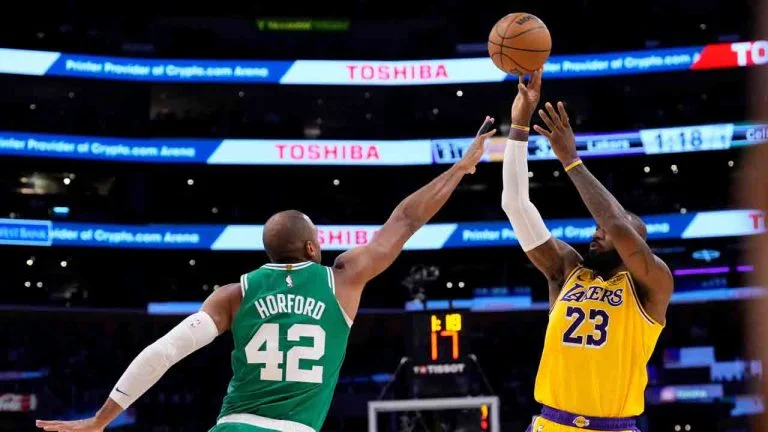 NBA roundup: LeBron James and Anthony Davis power Lakers to victory over Celtics