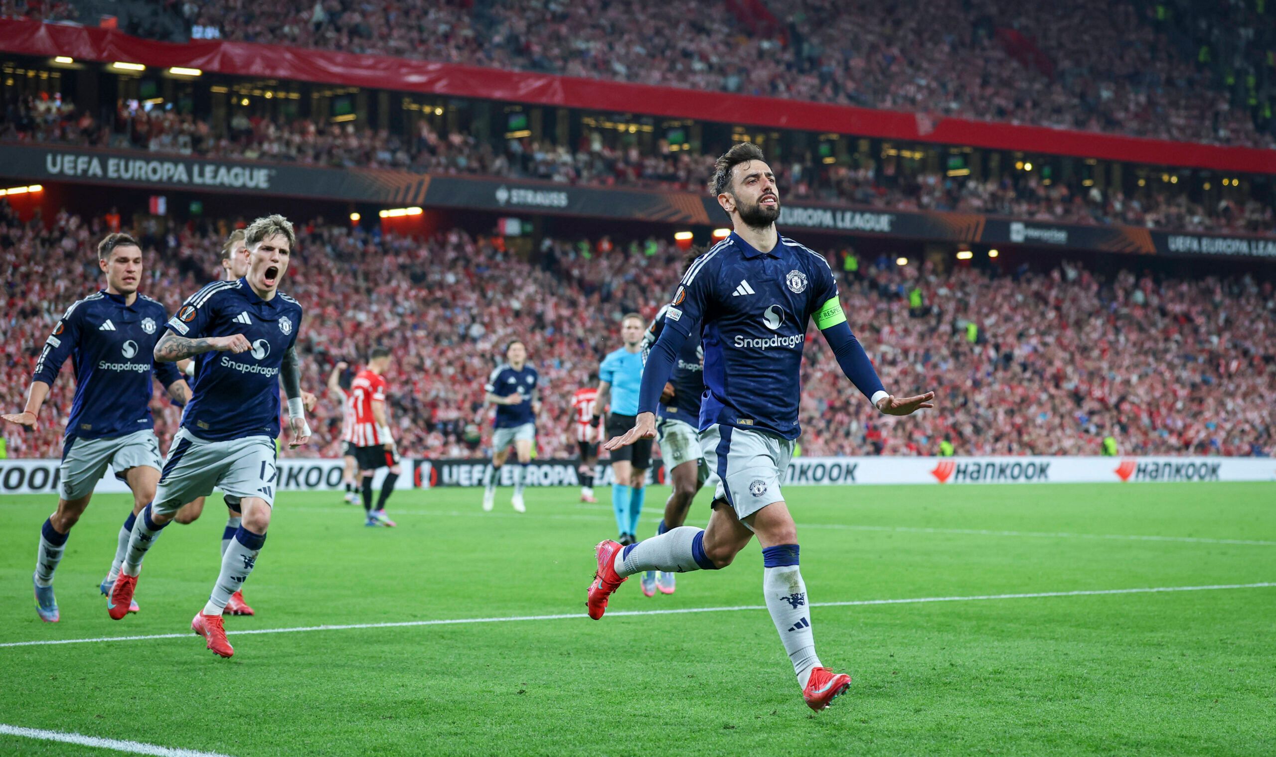 Bruno, Casemiro send Man United past 10-man Athletic into Europa League Final