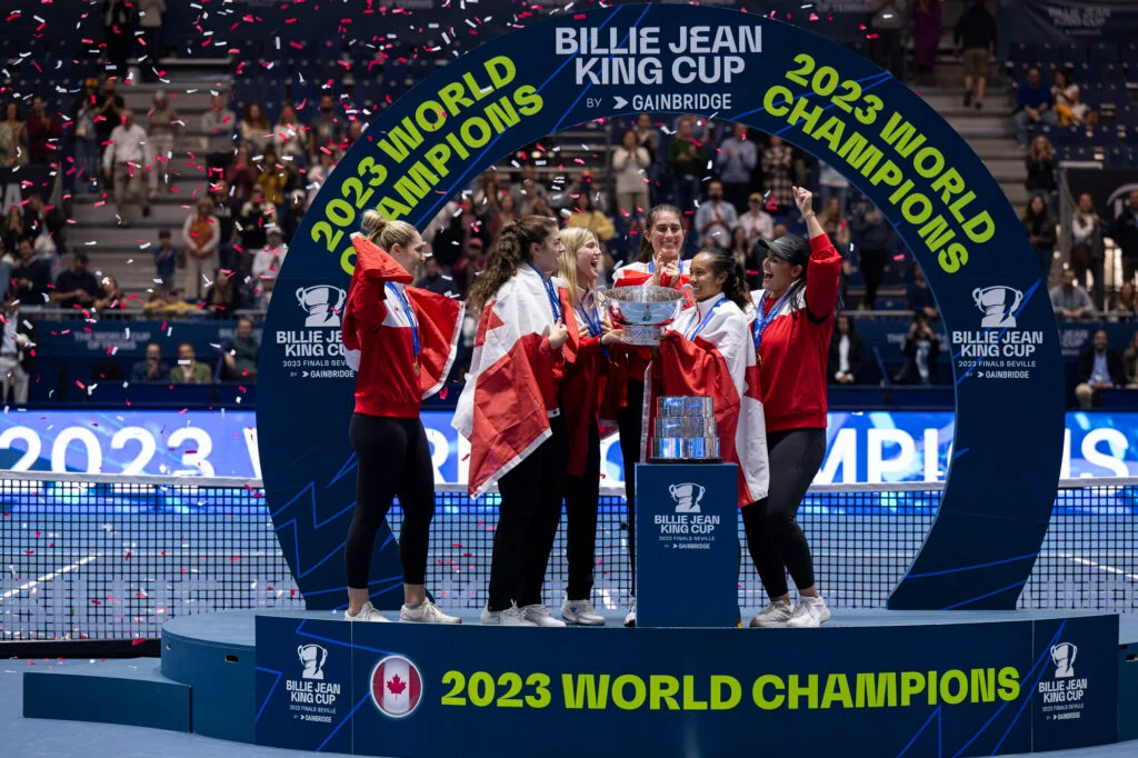 Canada defeats Italy to win the Billie Jean King Cup for the first time.