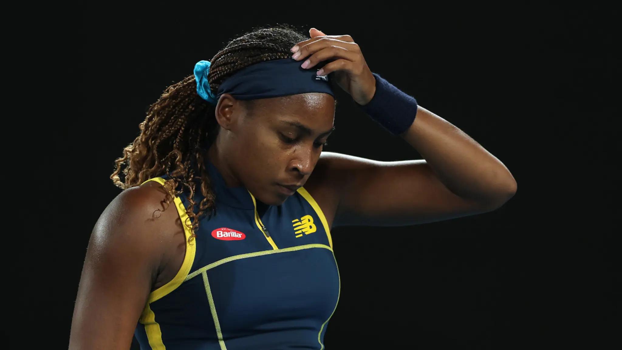 Gauff hurt, but proud of achievement after Australian Open semi-final loss.