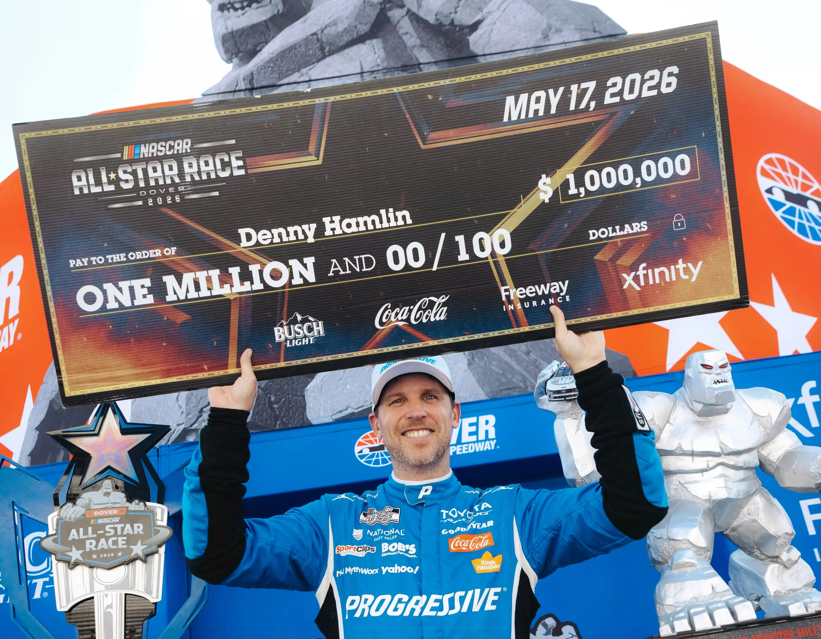 Denny Hamlin wins 2026 NASCAR All-Star Race at Dover, claims $1 million prize
