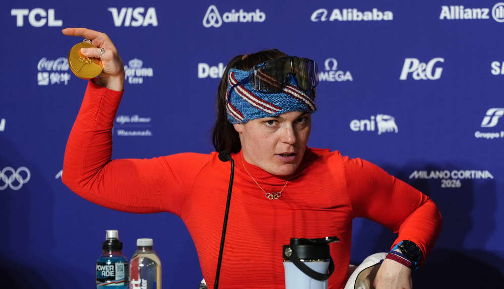 Breezy Johnson wins historic Olympic Gold — then watches the Medal break in celebration