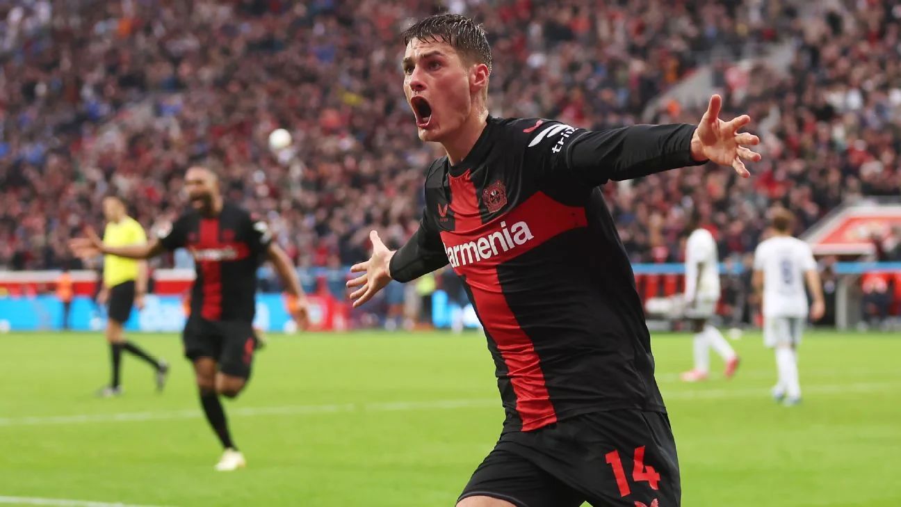 Bayer Leverkusen 2-1 Hoffenheim: Leverkusen complete comeback with two late goals to maintain title charge, unbeaten run
