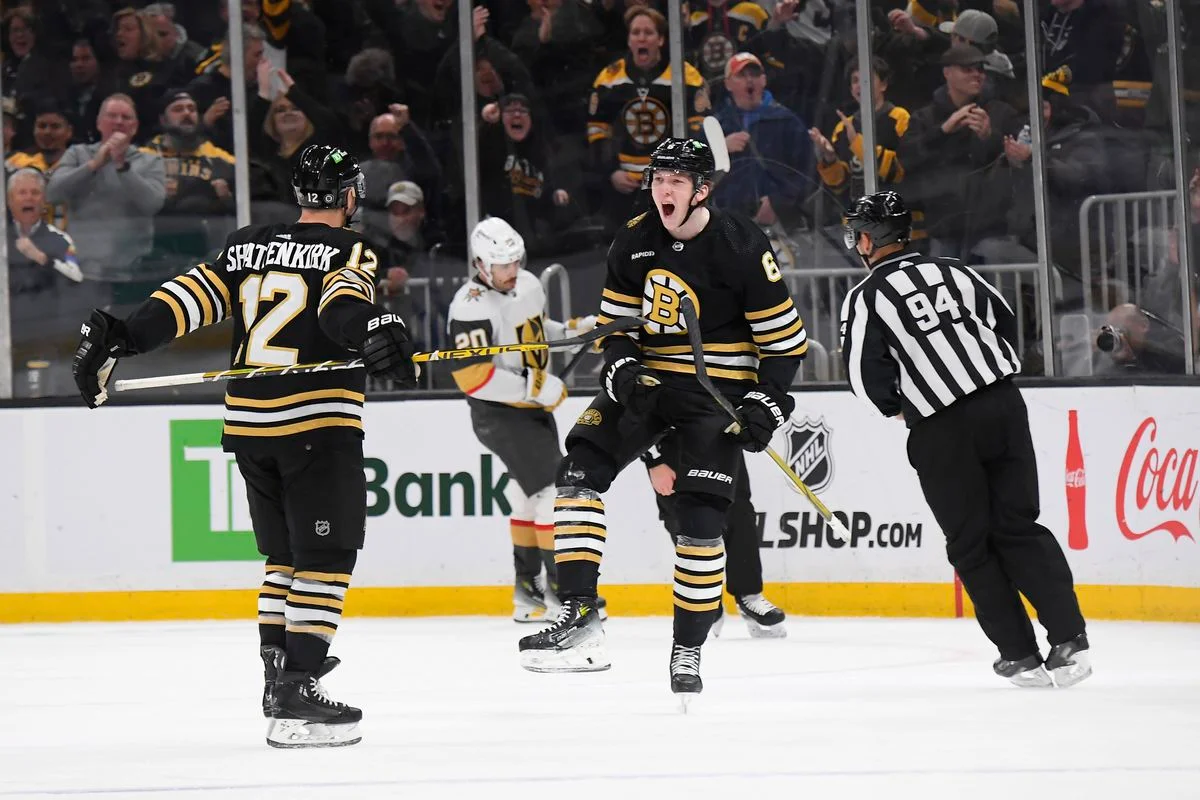 NHL roundup: Morgan Geekie's hat trick leads Bruins past Knights