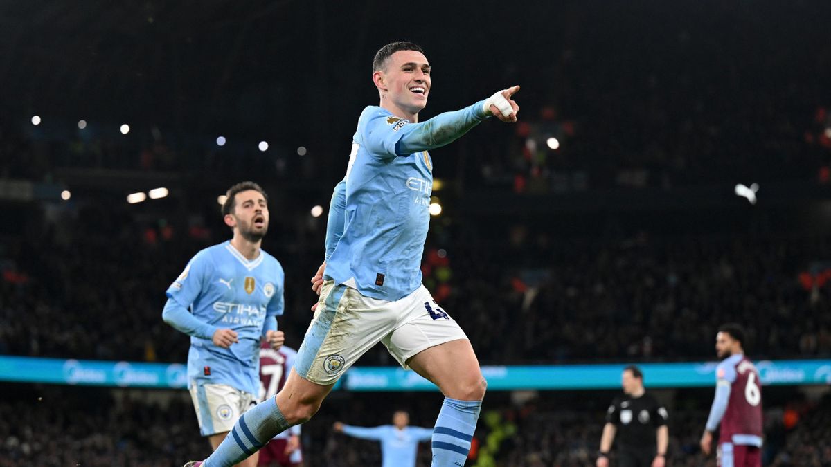 Manchester City 4-1 Aston Villa: Phil Foden nets hat-trick as Champions maintain title push
