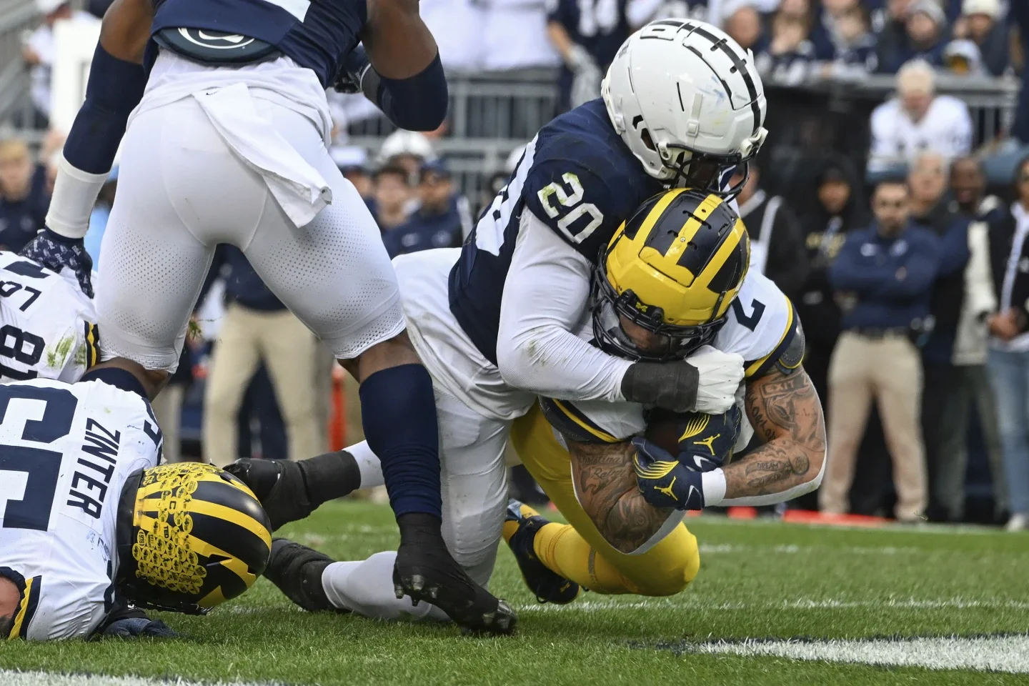 Without Harbaugh, No. 2 Michigan Defeats No. 9 Penn State 24-15 with 32 Straight Runs