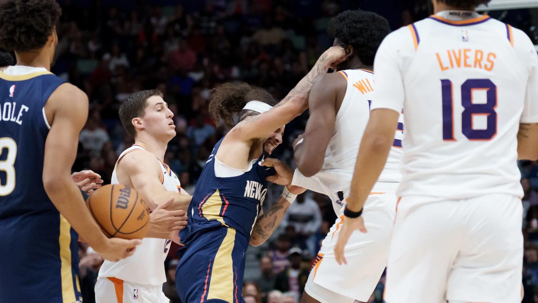 NBA suspends Jose Alvarado and Mark Williams after on-court fight in Pelicans vs Suns Clash