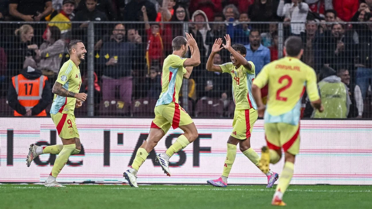 Spain overcome red card to put four past Switzerland in Nations League