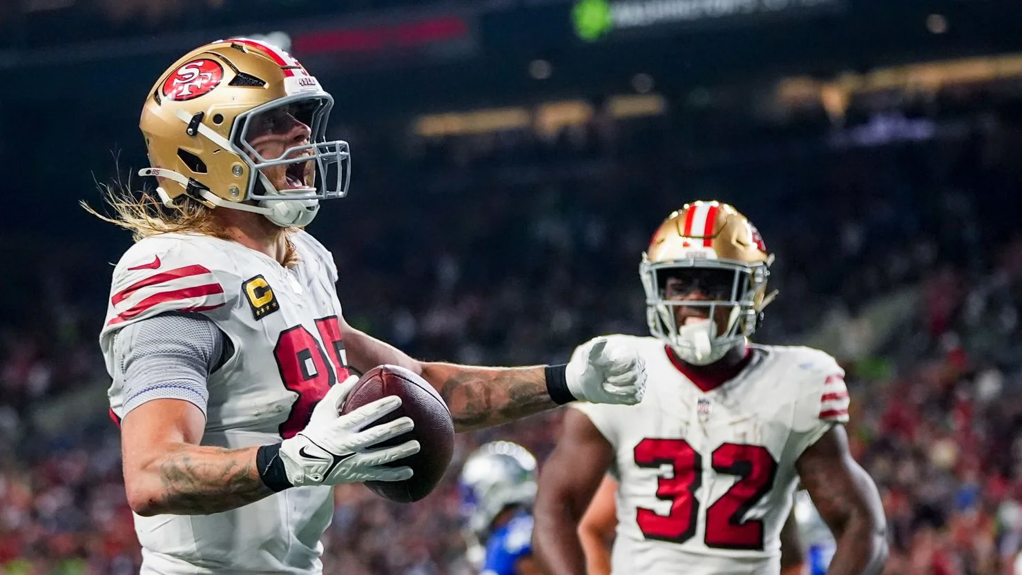 George Kittle strikes twice as 49ers hold off Seahawks fightback