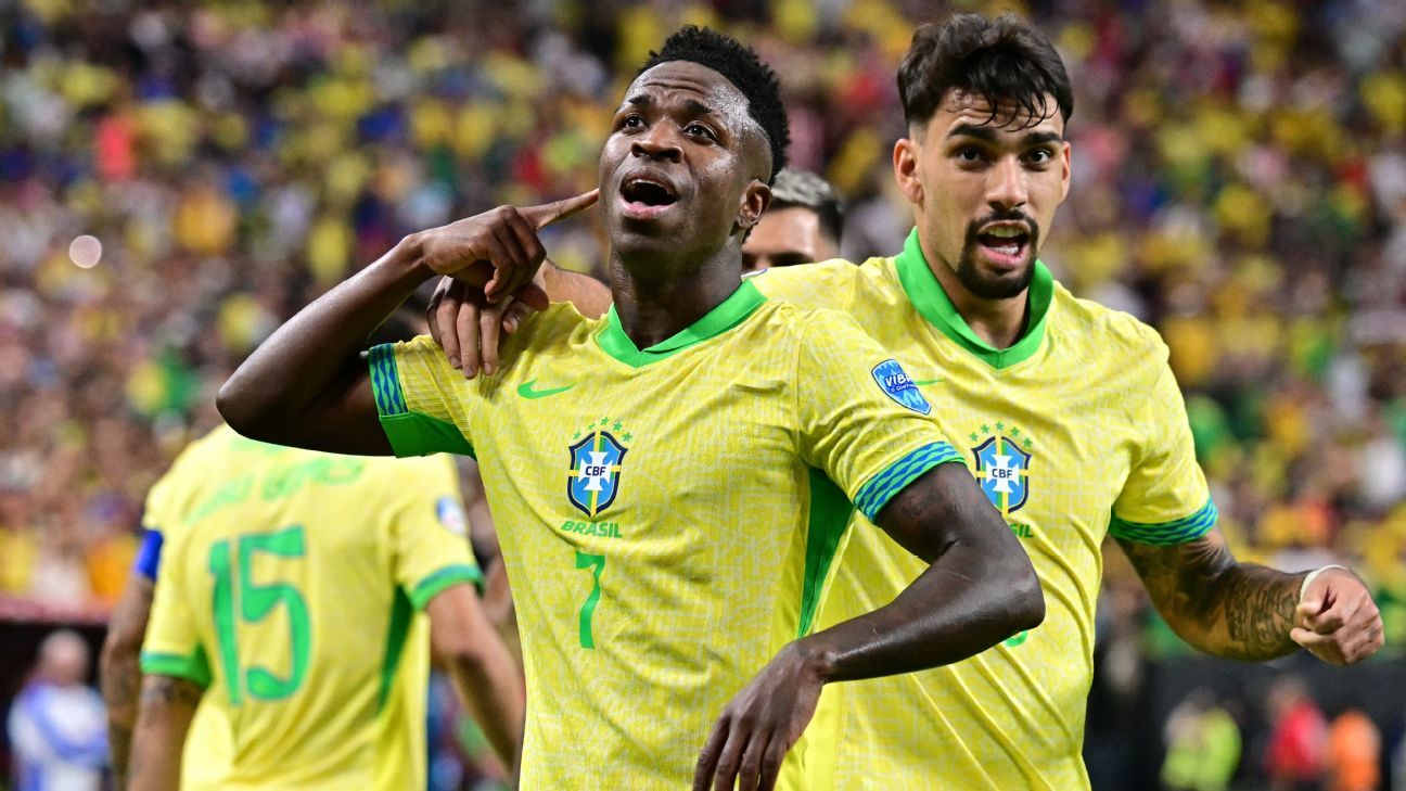 Vinicius Jr shines as Brazil thrash Paraguay to restore Copa América hope