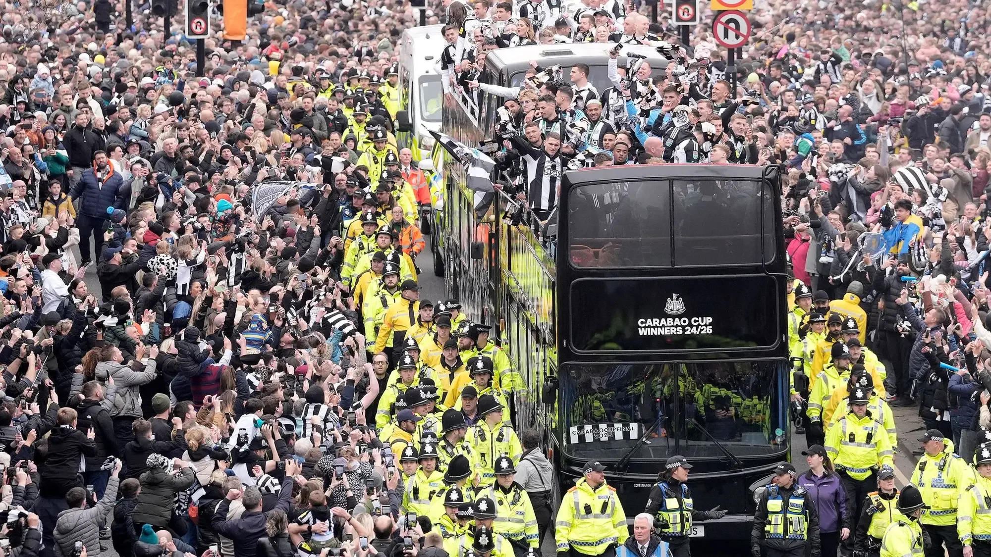 Newcastle United celebrate historic League Cup triumph with massive city parade
