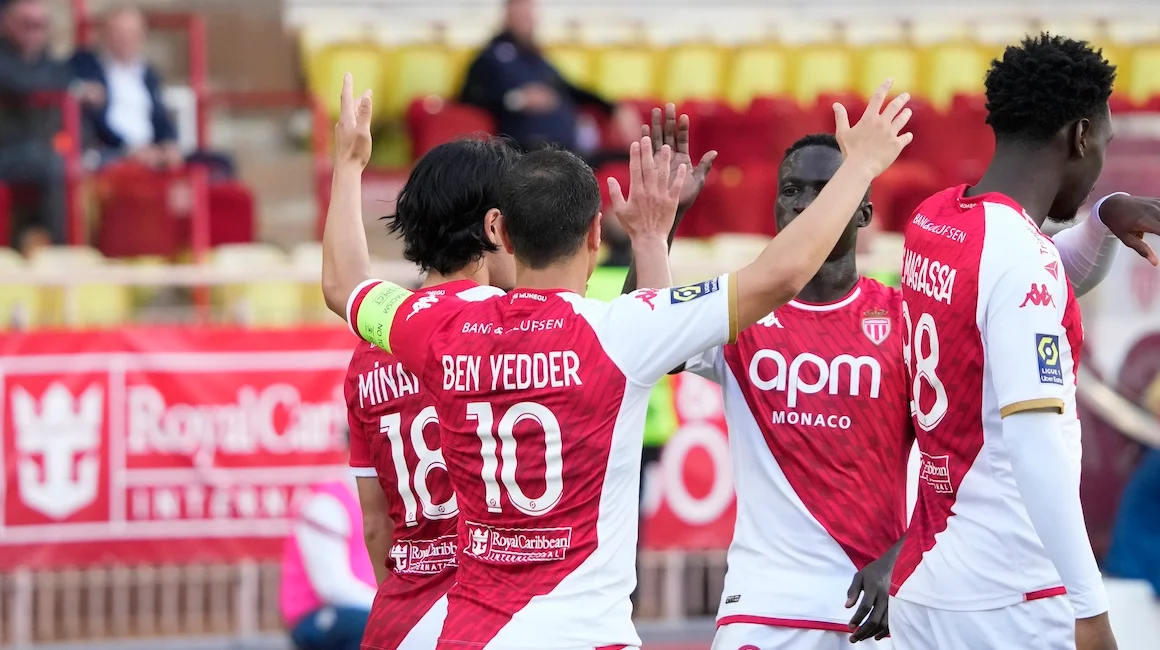 Monaco consolidate second spot with 4-1 win over lowly Clermont, while Brest draw at Nantes