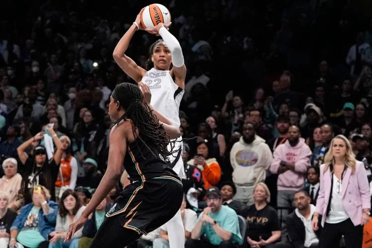 WNBA playoff semifinal series shift locations with Aces headed home after losing two in New York