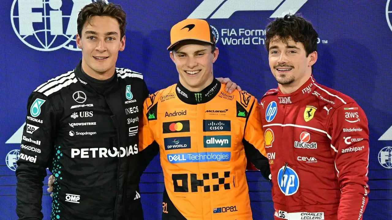 Oscar Piastri claims Bahrain Grand Prix pole as Lando Norris struggles, Verstappen down in seventh