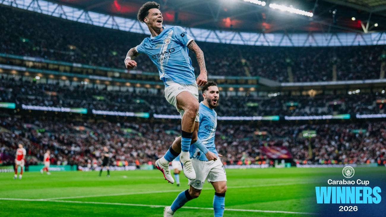 Manchester City beat Arsenal to win Carabao Cup as Nico O’Reilly stars at Wembley