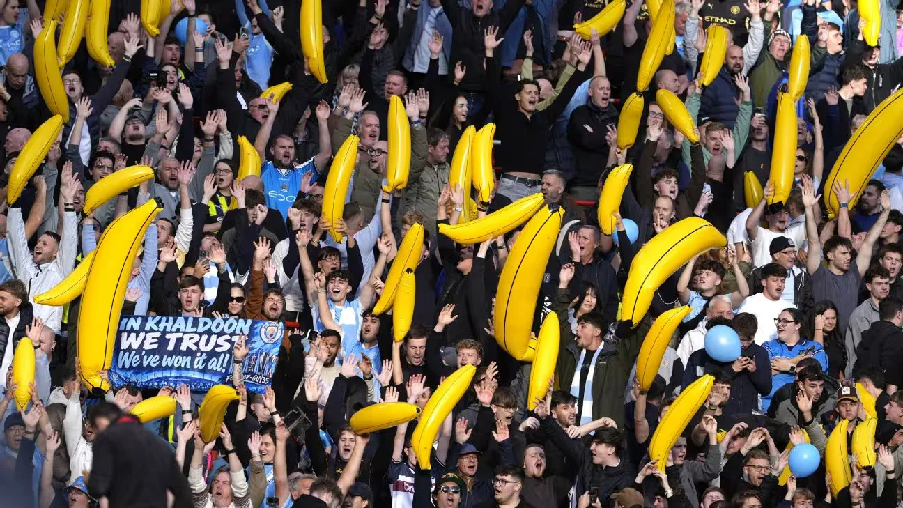 Why do Manchester City fans wave inflatable bananas?