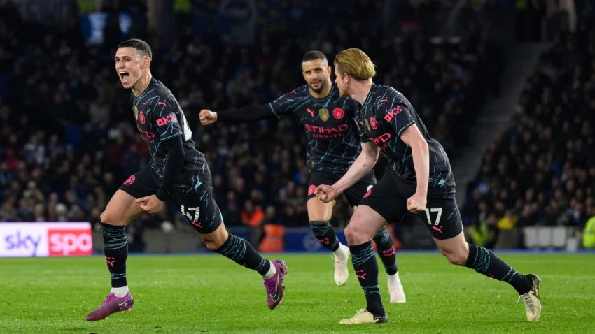 Brighton 0-4 Manchester City: Foden double sees off Seagulls and keeps Citizens in charge of title race