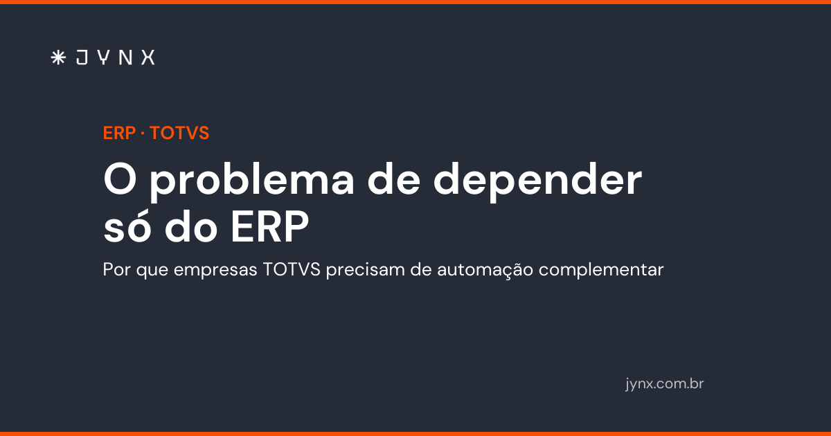 O problema de depender só do ERP: por que empresas TOTVS precisam de automação complementar