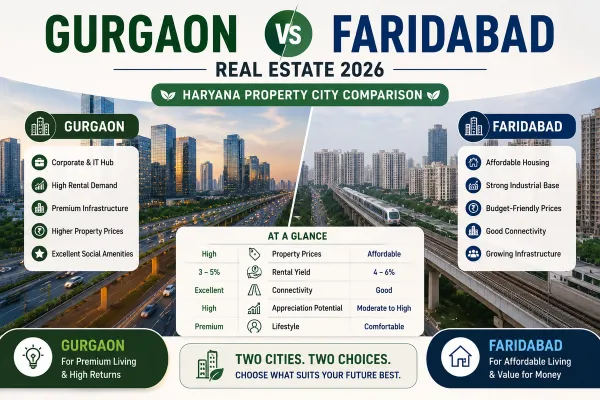 Gurgaon vs Faridabad Real Estate 2026 | Haryana Property City Comparison