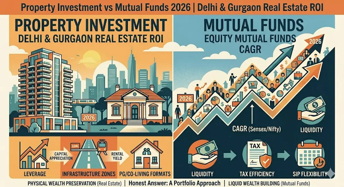 Property Investment vs Mutual Funds 2026 | Delhi & Gurgaon Real Estate ROI