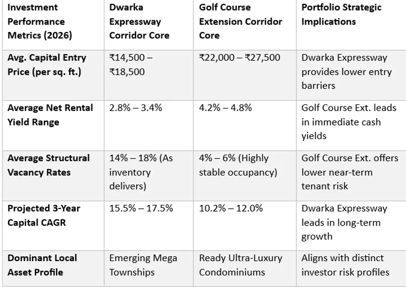 This comparison highlights the classic tradeoff between immediate rental returns and long-term capital gains, helping investors select the right corridor to match their specific portfolio goals