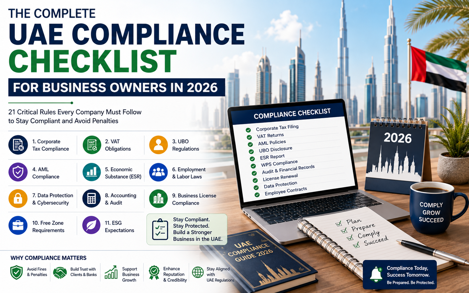 UAE Compliance Checklist 2026: 21 Checks for Business Owners