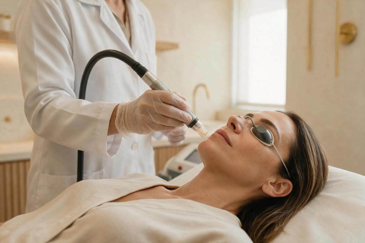 Tratamento dermatológico a laser no rosto