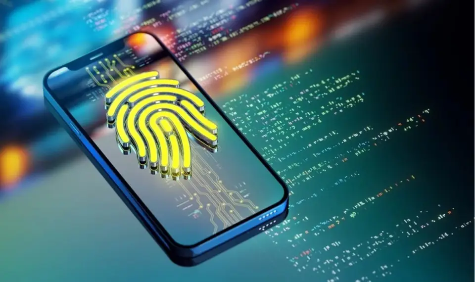 Mobile device with fingerprint on it