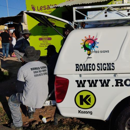 Team preparing materials on site.