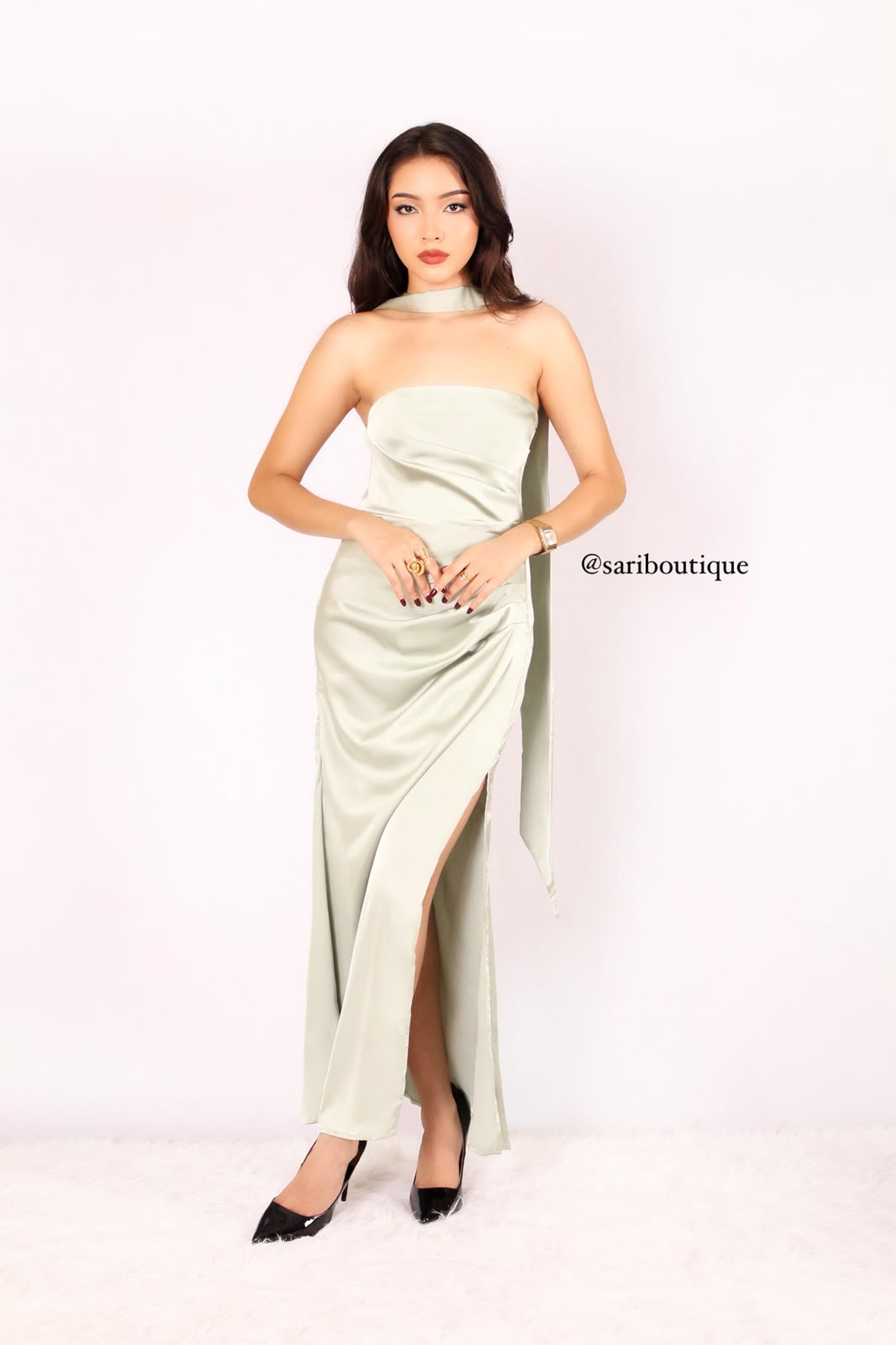Elegant satin dress view 2