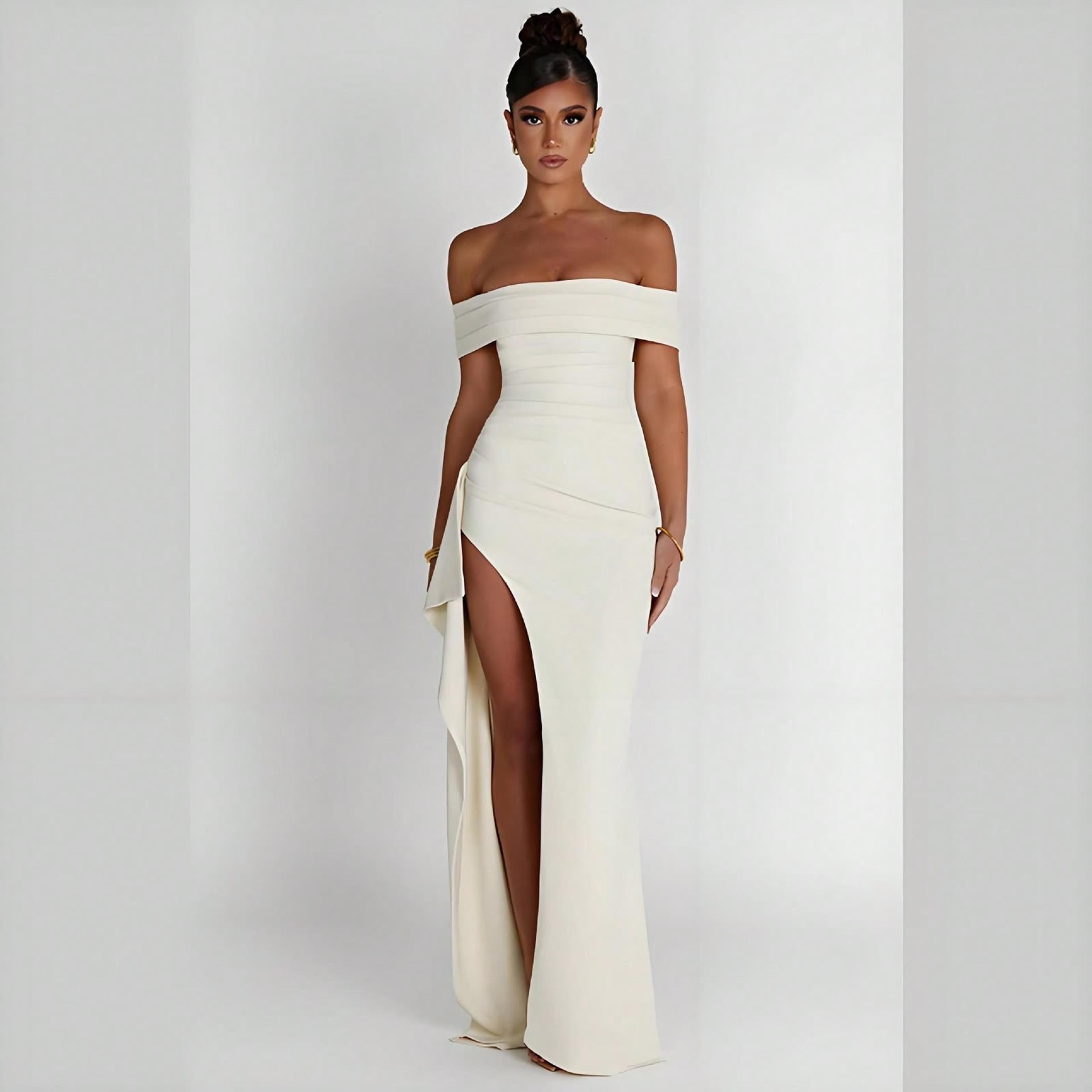Elegant dress with open leg view 1