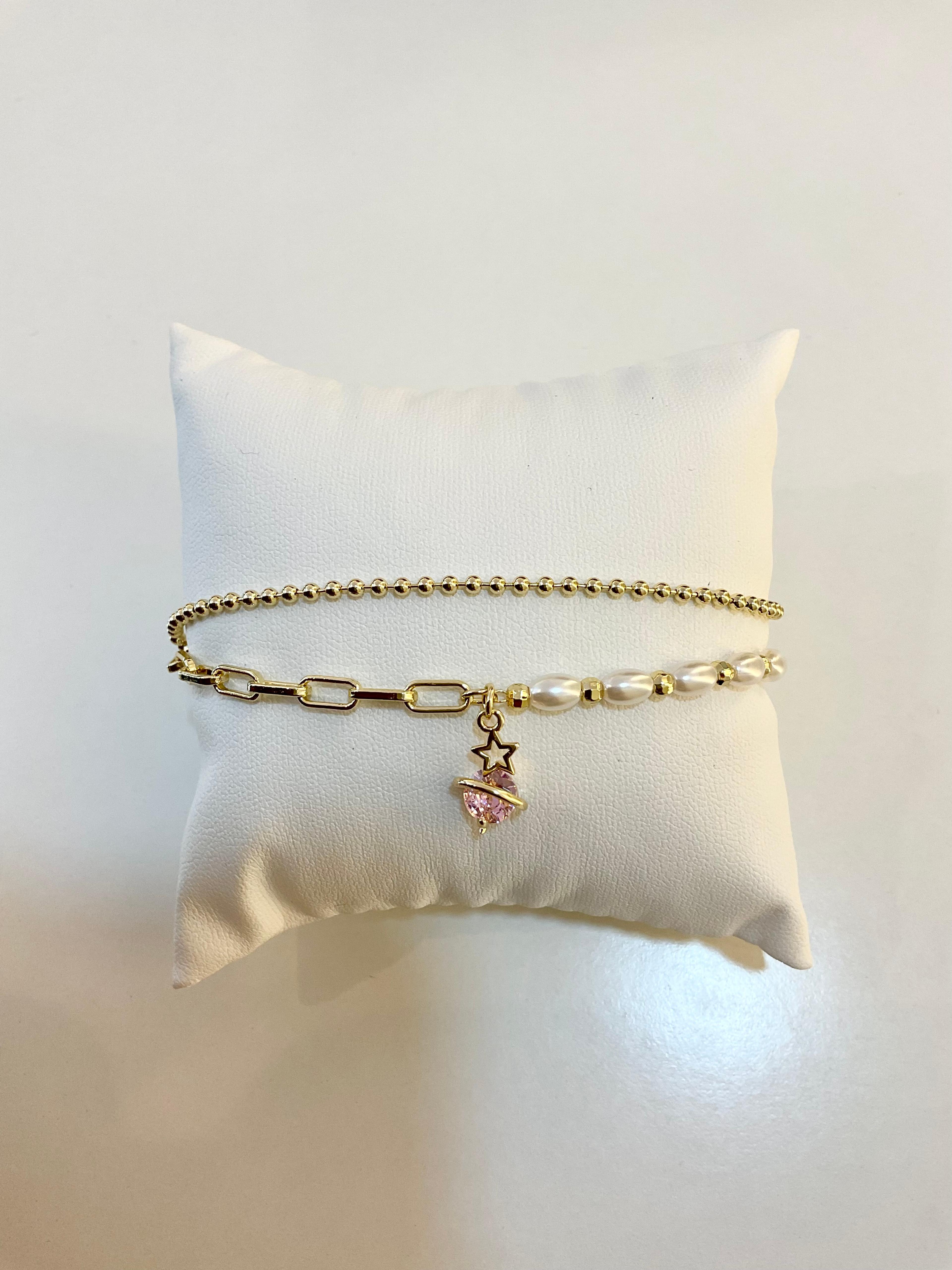 Pulsera con dije rosa 