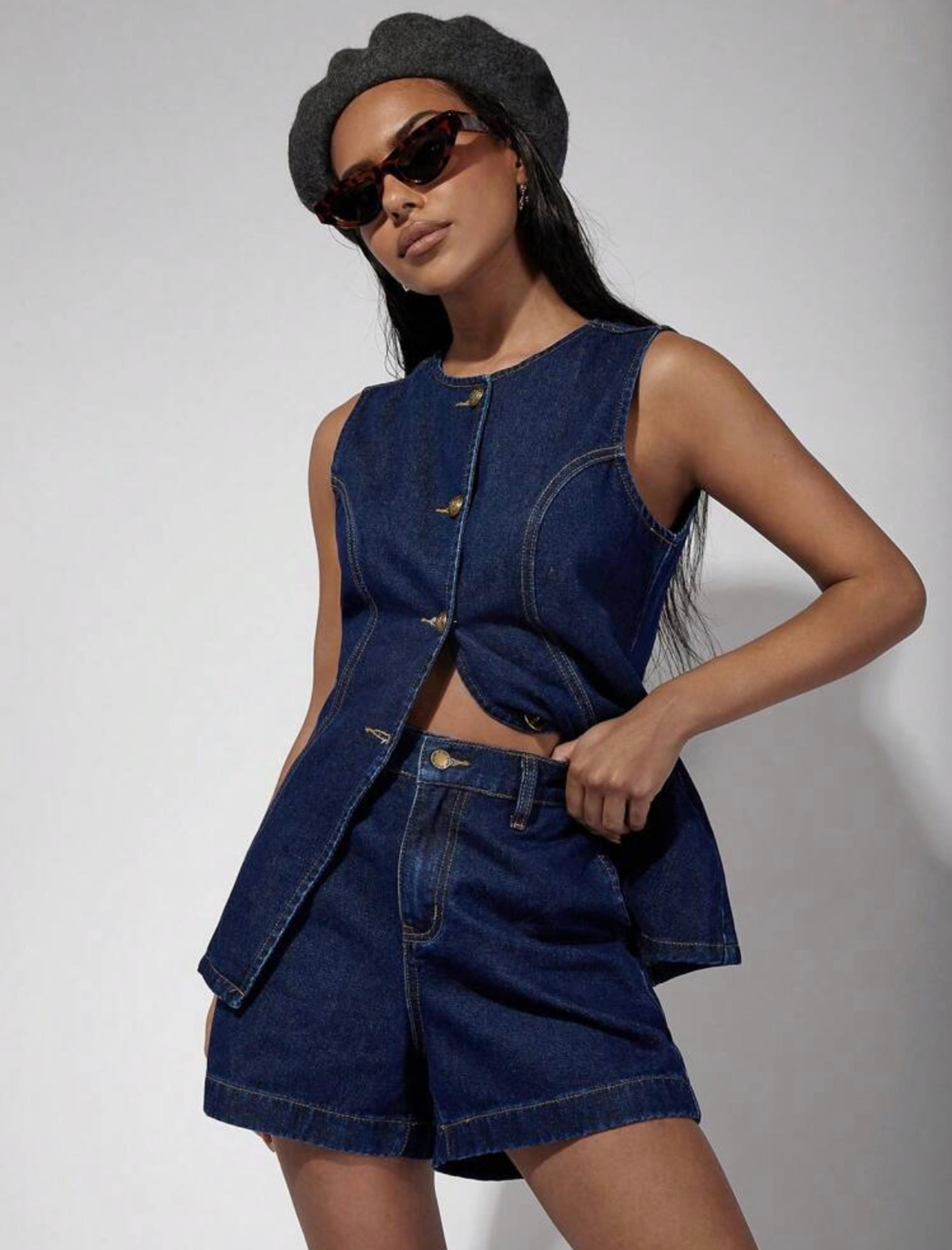 Conjunto Denim, Short y blusa 