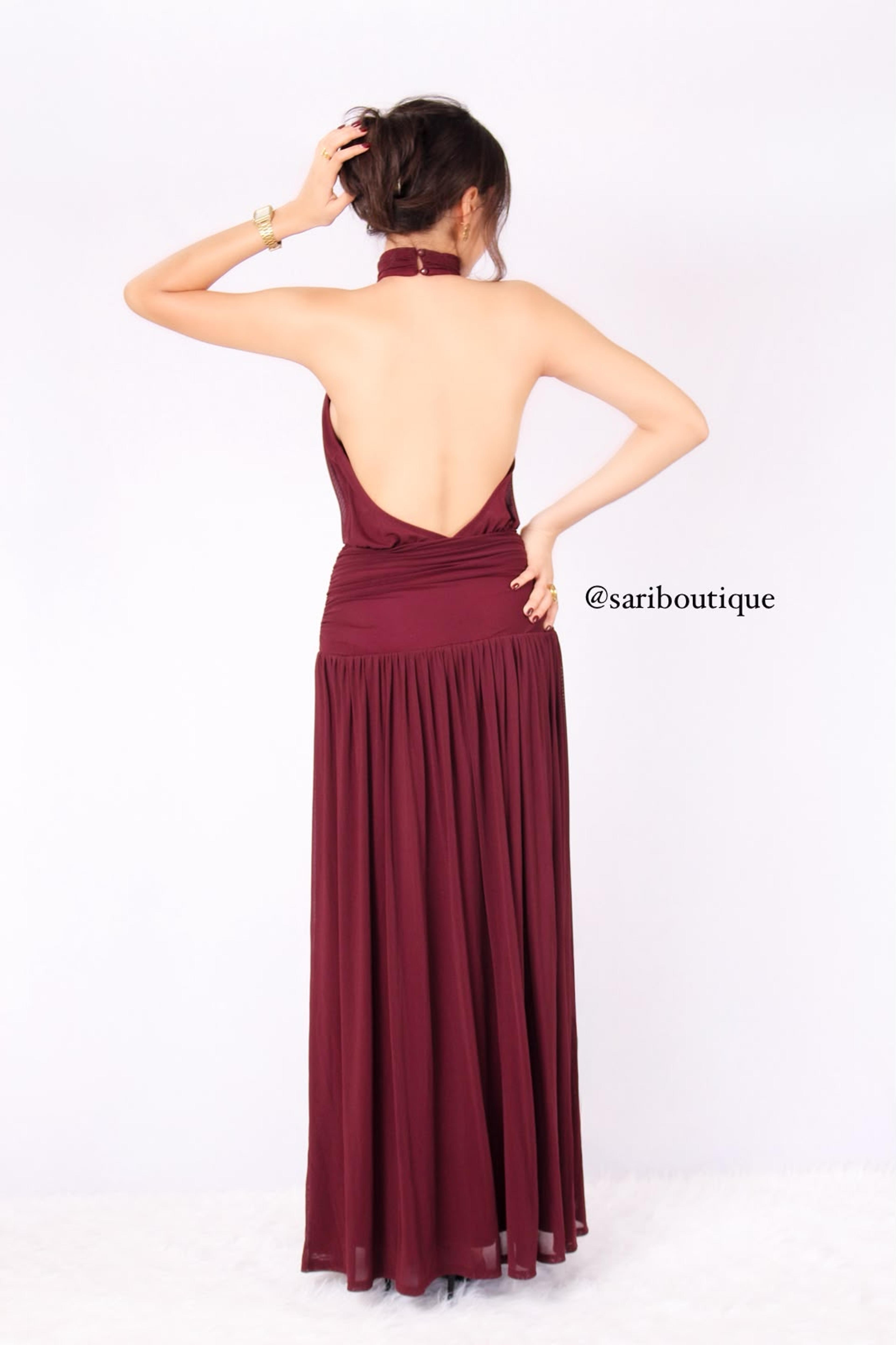 Elegant long halter neck dress — alternate view