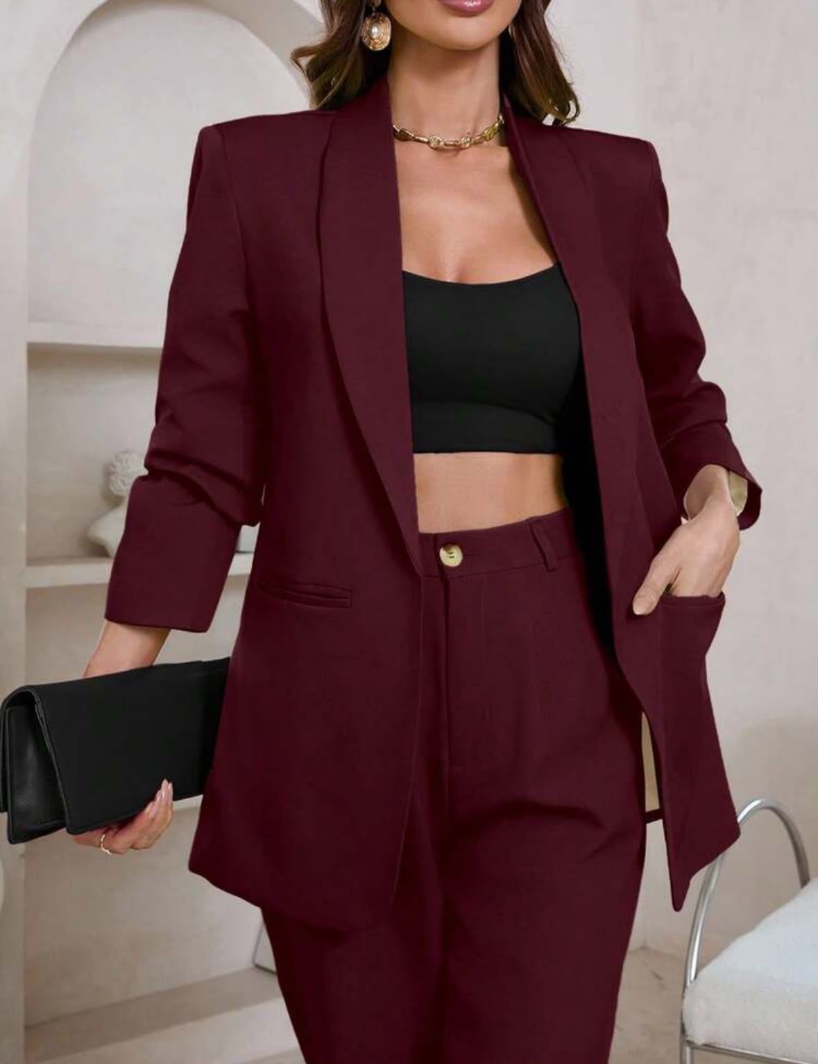 Elegant wine red blazer