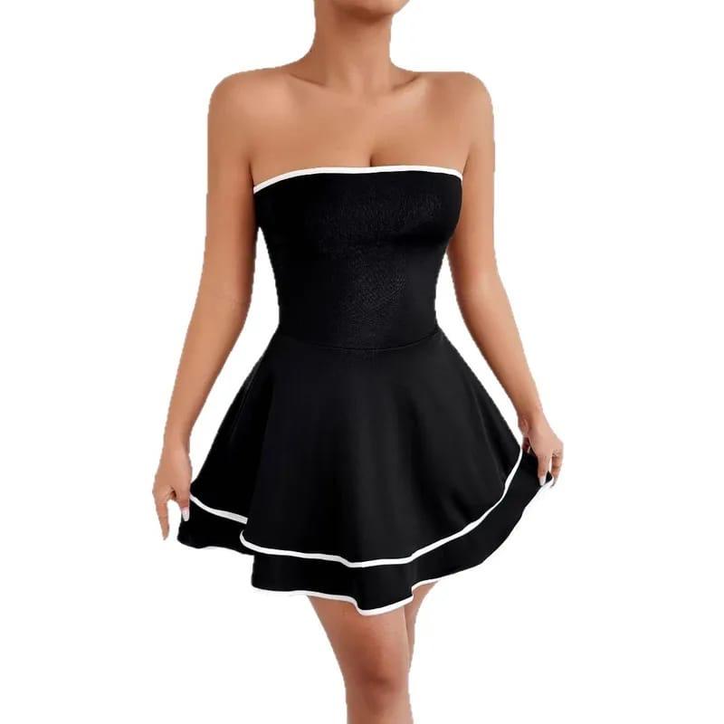 Vestido corto con bordes blancos