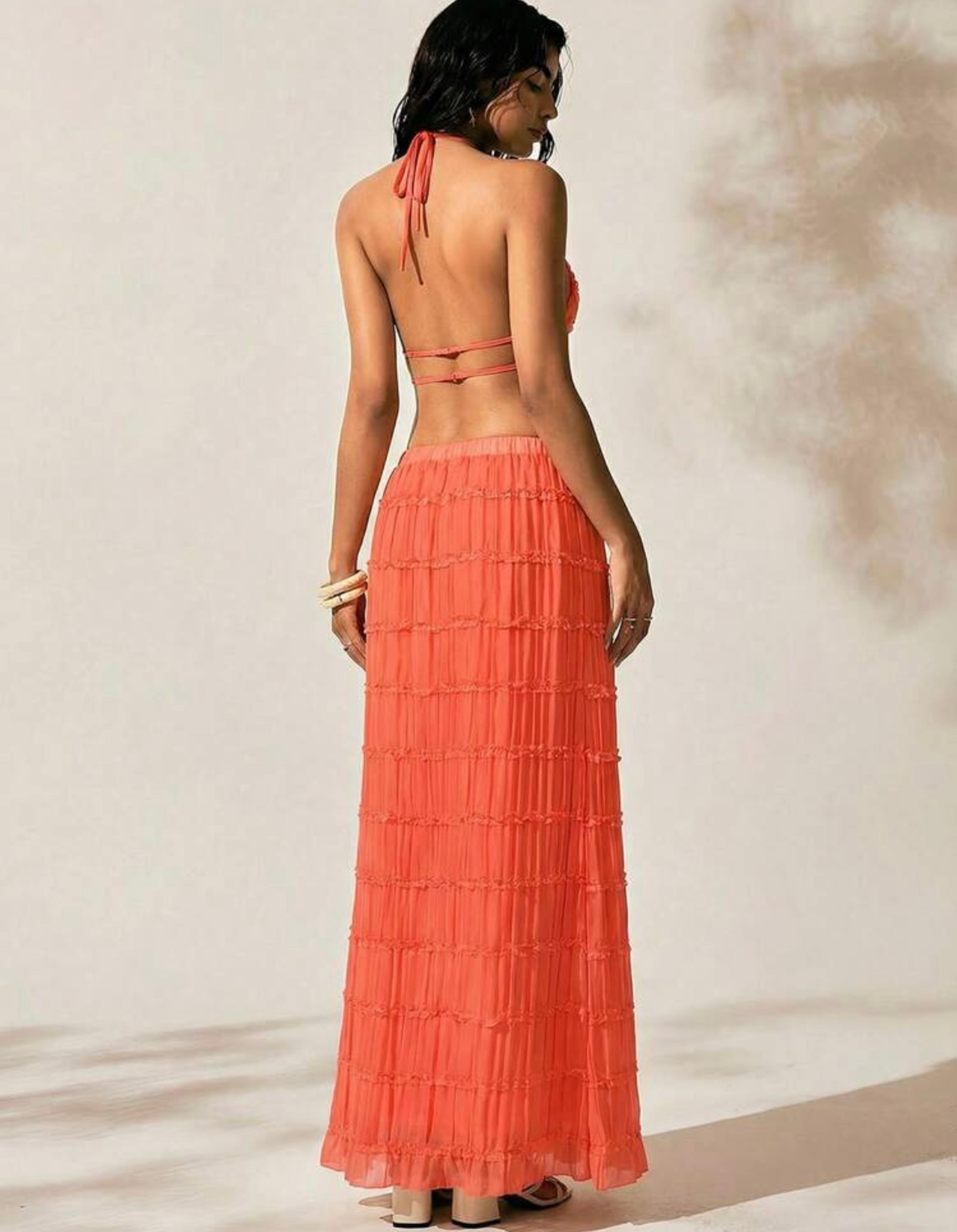 Conjunto playero falda y blusa espalda descubierta  vista 2