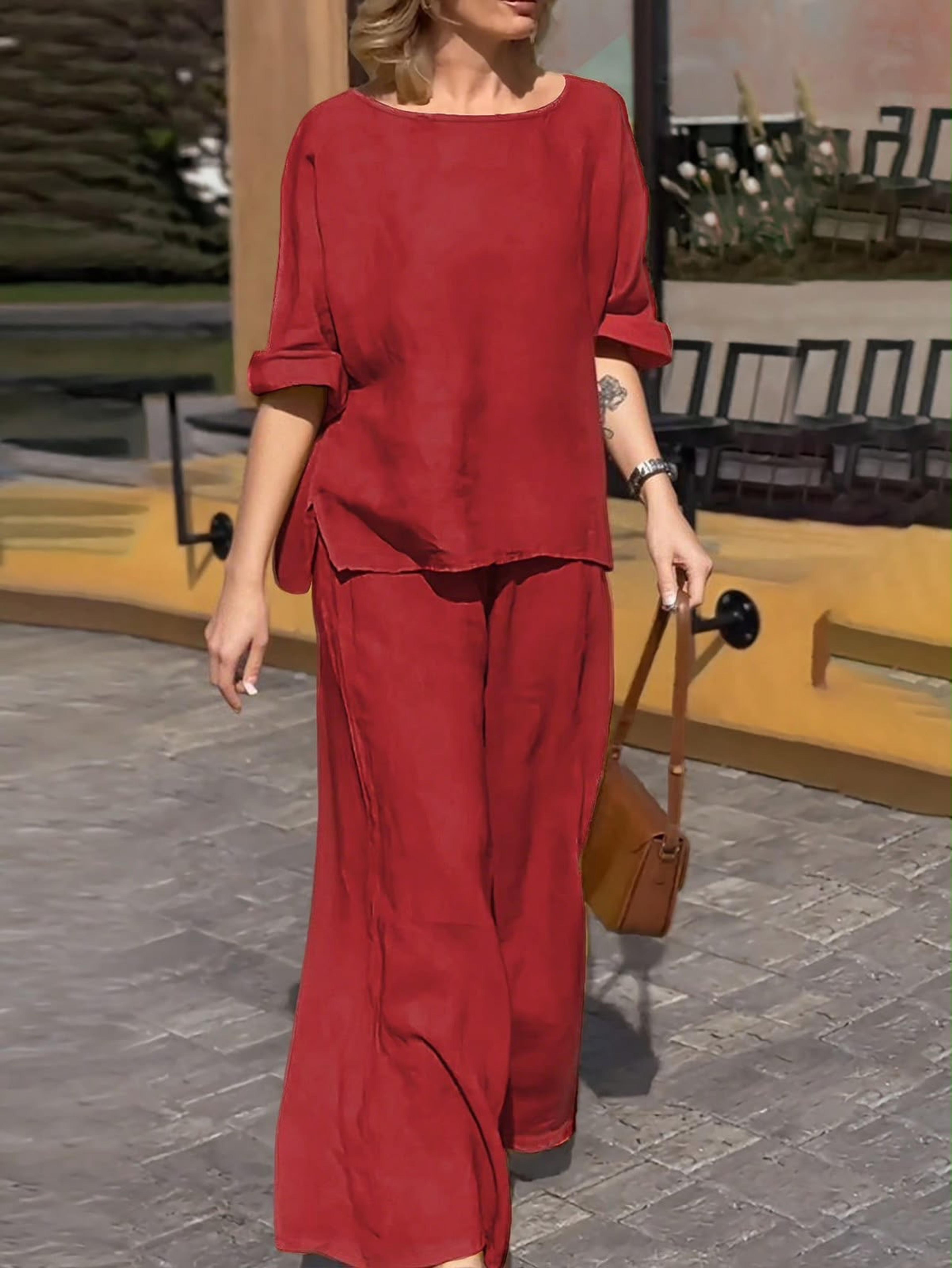 Conjunto de dos piezas con blusa holgada 
