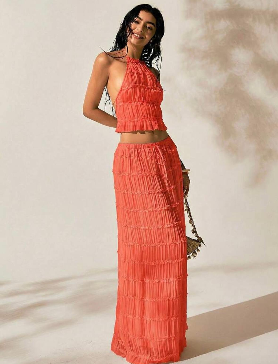 Beach set skirt and blouse bare back