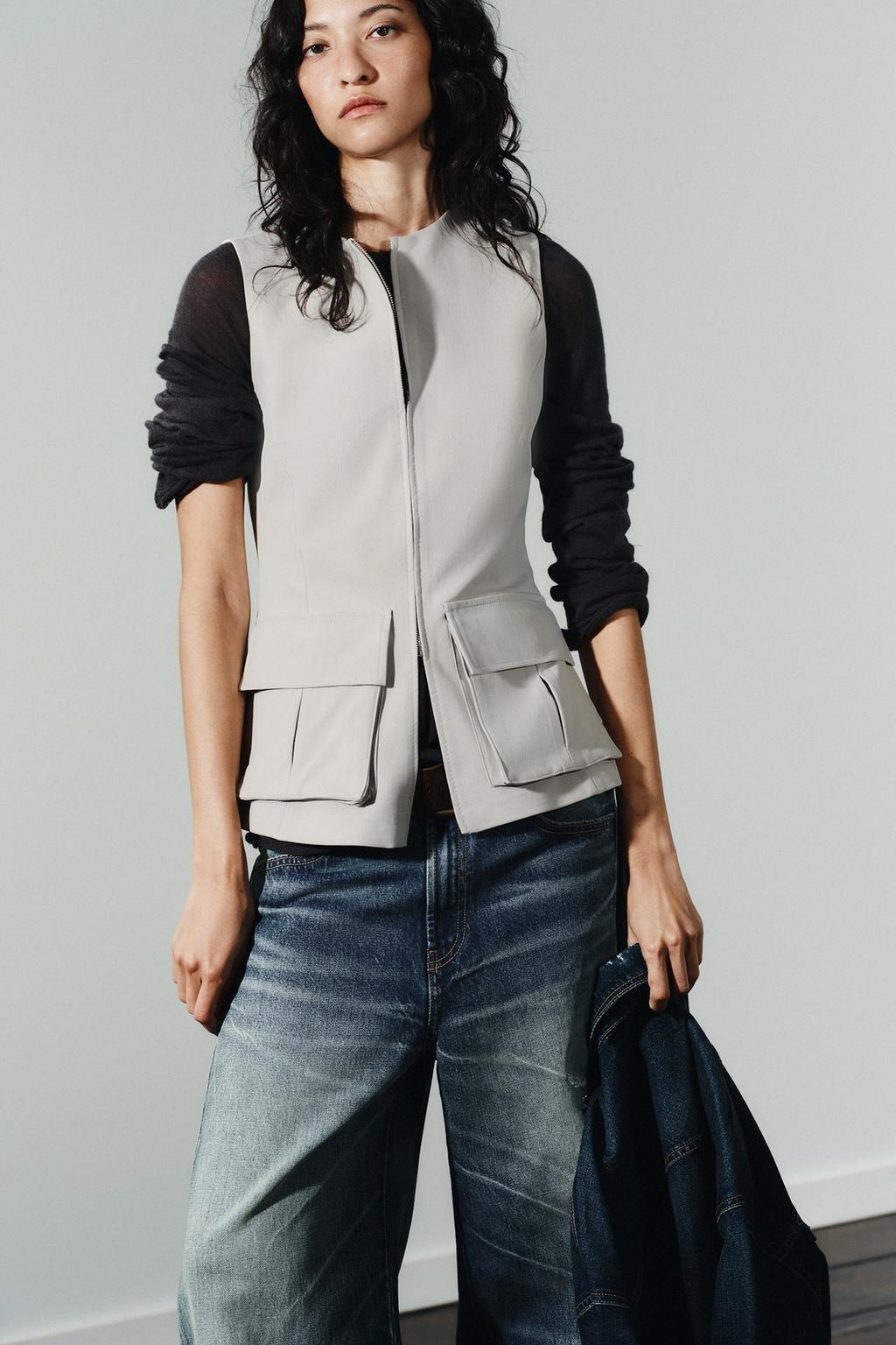 Chaleco Zara sin mangas con bolsillos