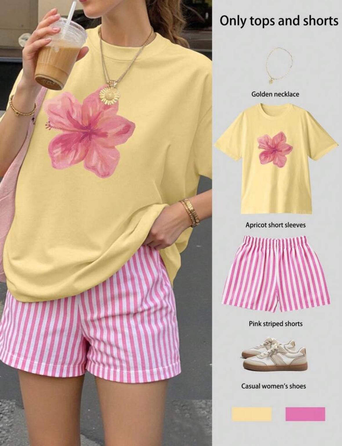 Flower T-shirt in half t-shirt