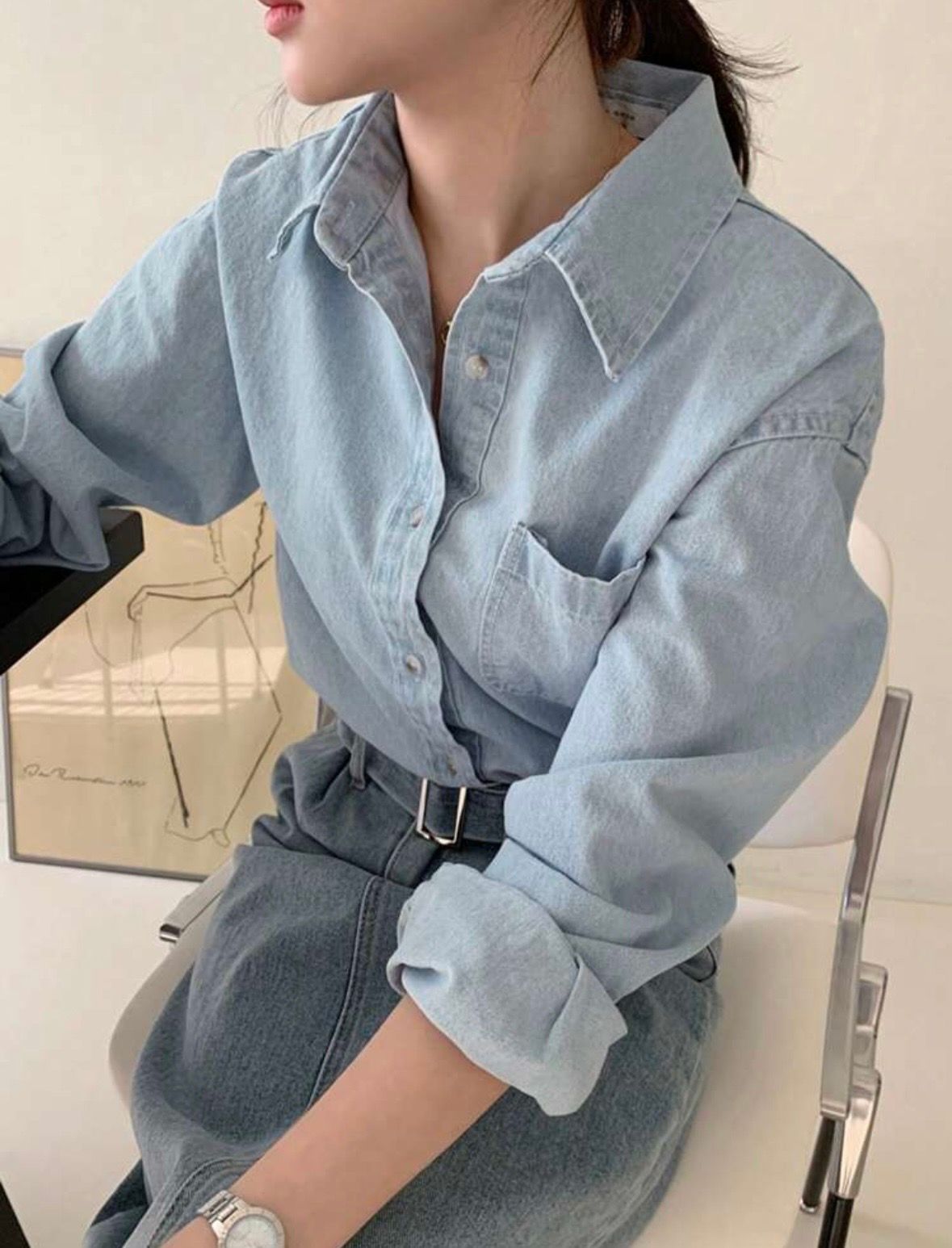 Camisa de botones Denim
