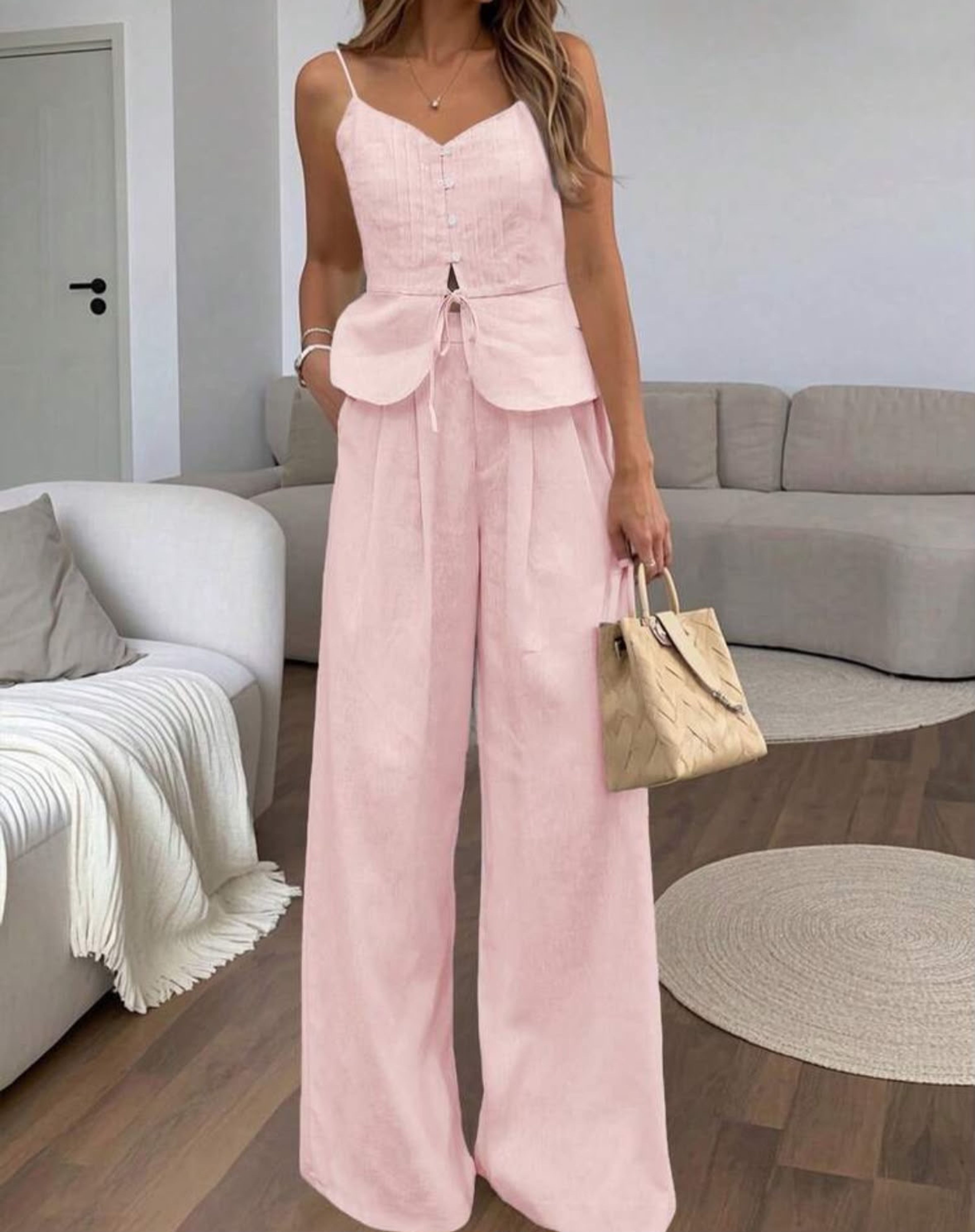 Casual button-down shirt set
