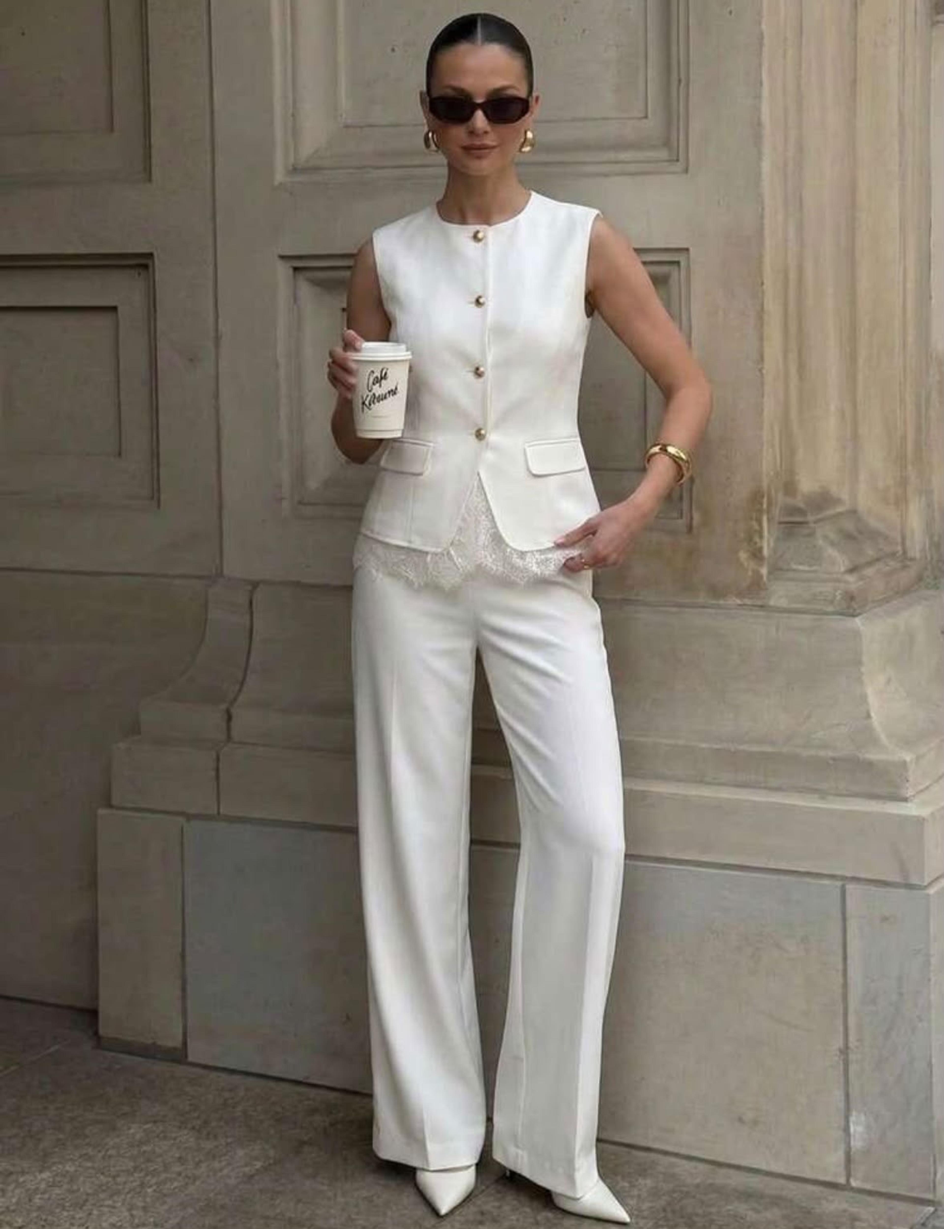 Elegant two-piece shirt and pants set view 1