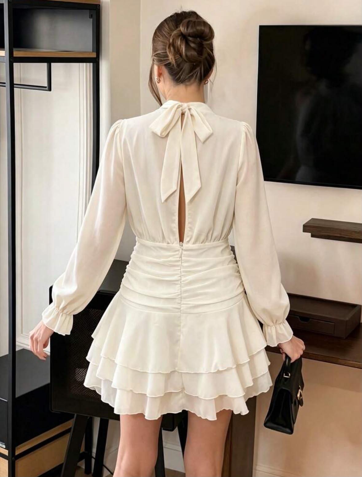 Elegant mini dress with sleeves — alternate view