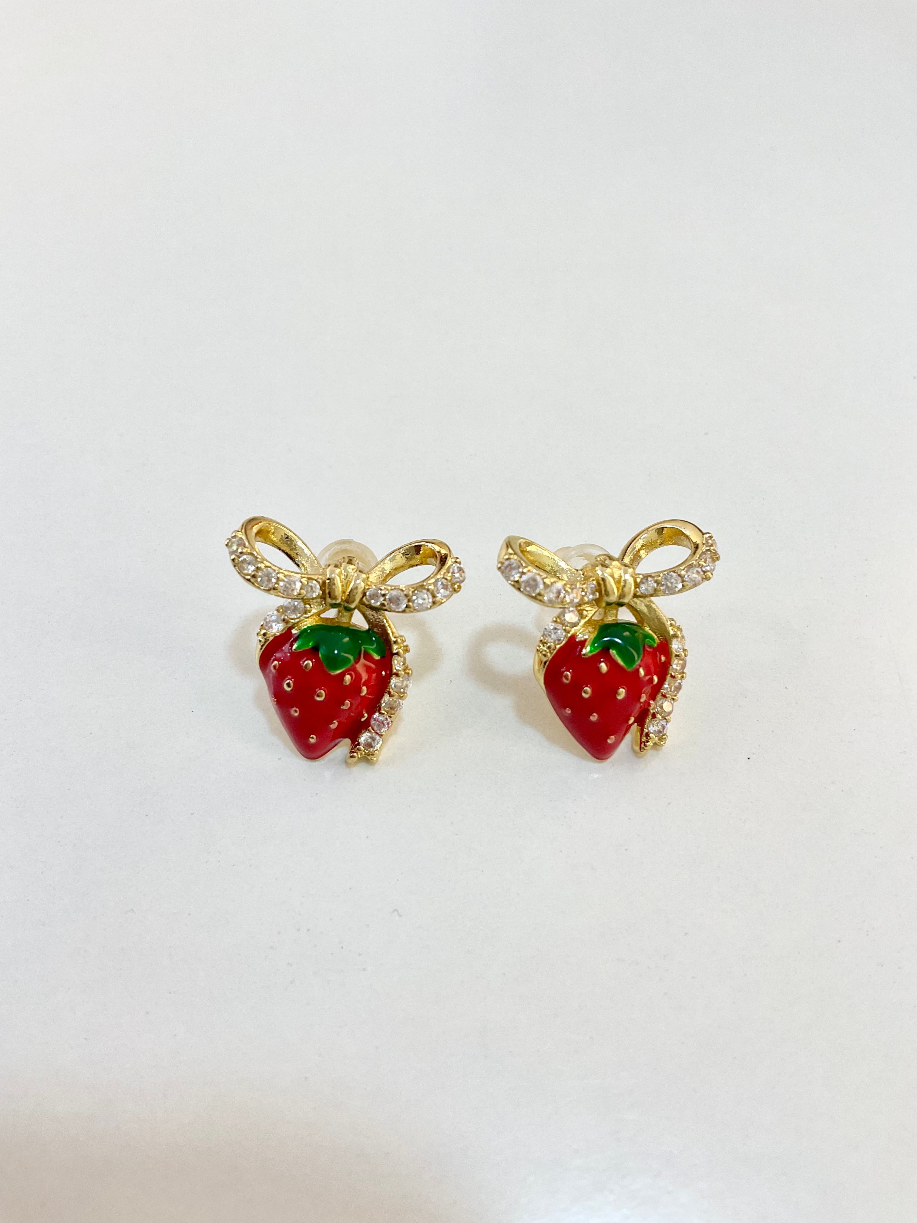 Red strawberry shaped earring